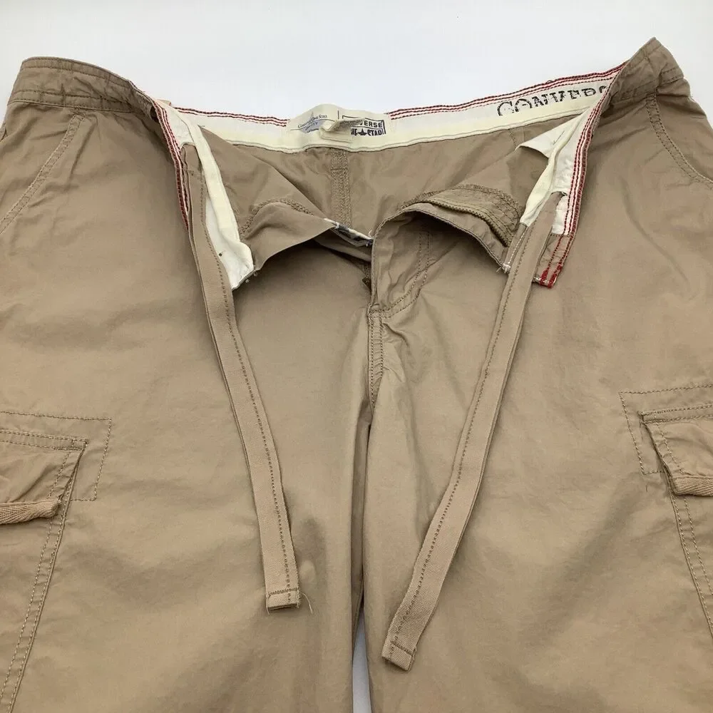 Converse One Star Mens Poplin Cargo Shorts‎ Tan Size 40 NWT